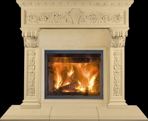 CLAYTON from our collection of cast stone Fireplace Mantels